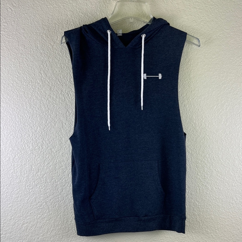 Barbella grey cutoff sleeve muscle tank workout  hoodie size medium